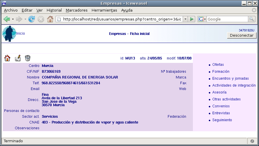 Ficha inicial de empresas Ficha inicial de empresas